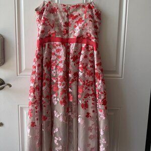 Eliza J Floral Organza Dress Red